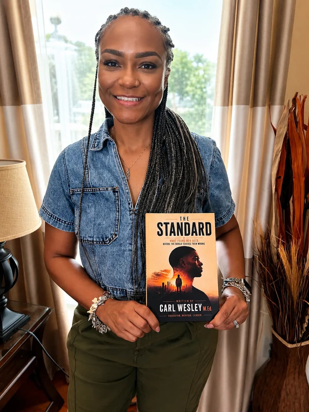 Reader holding The Standard by Carl Wesley