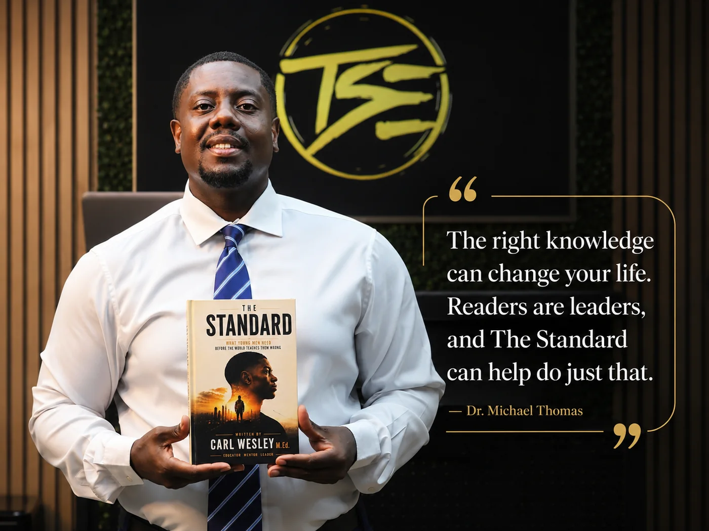 Reader holding The Standard by Carl Wesley