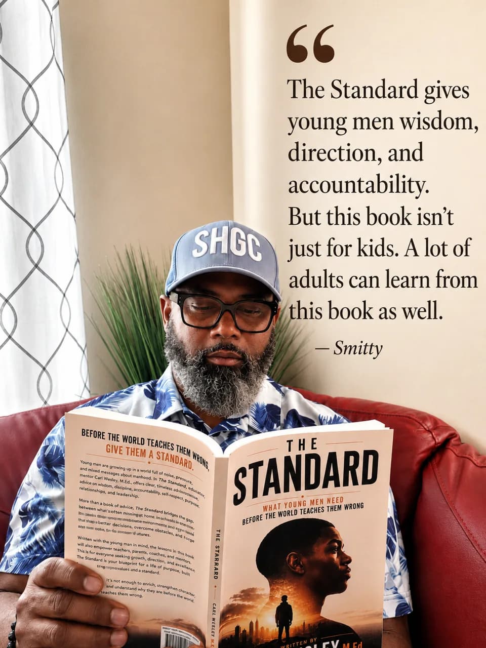 Reader holding The Standard by Carl Wesley