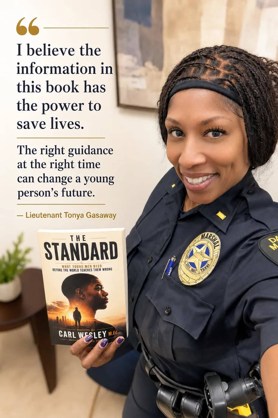 Reader holding The Standard by Carl Wesley