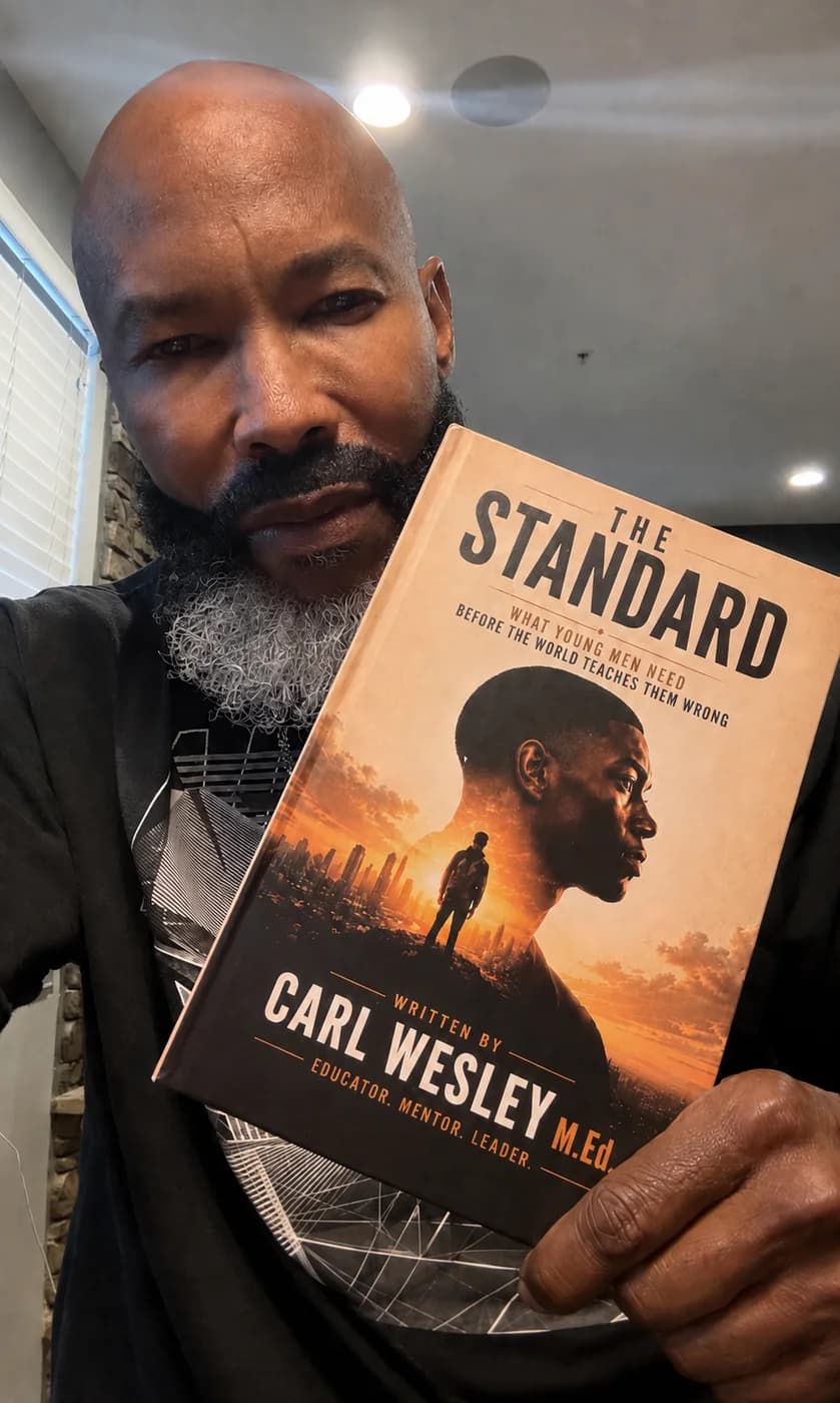 Reader holding The Standard by Carl Wesley