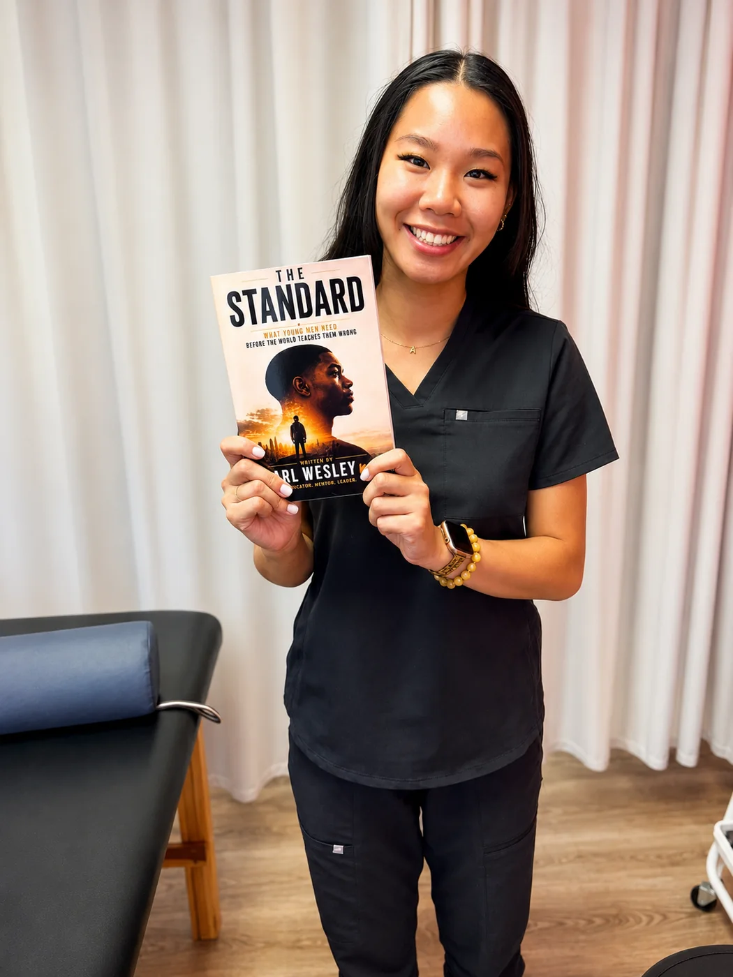 Reader holding The Standard by Carl Wesley