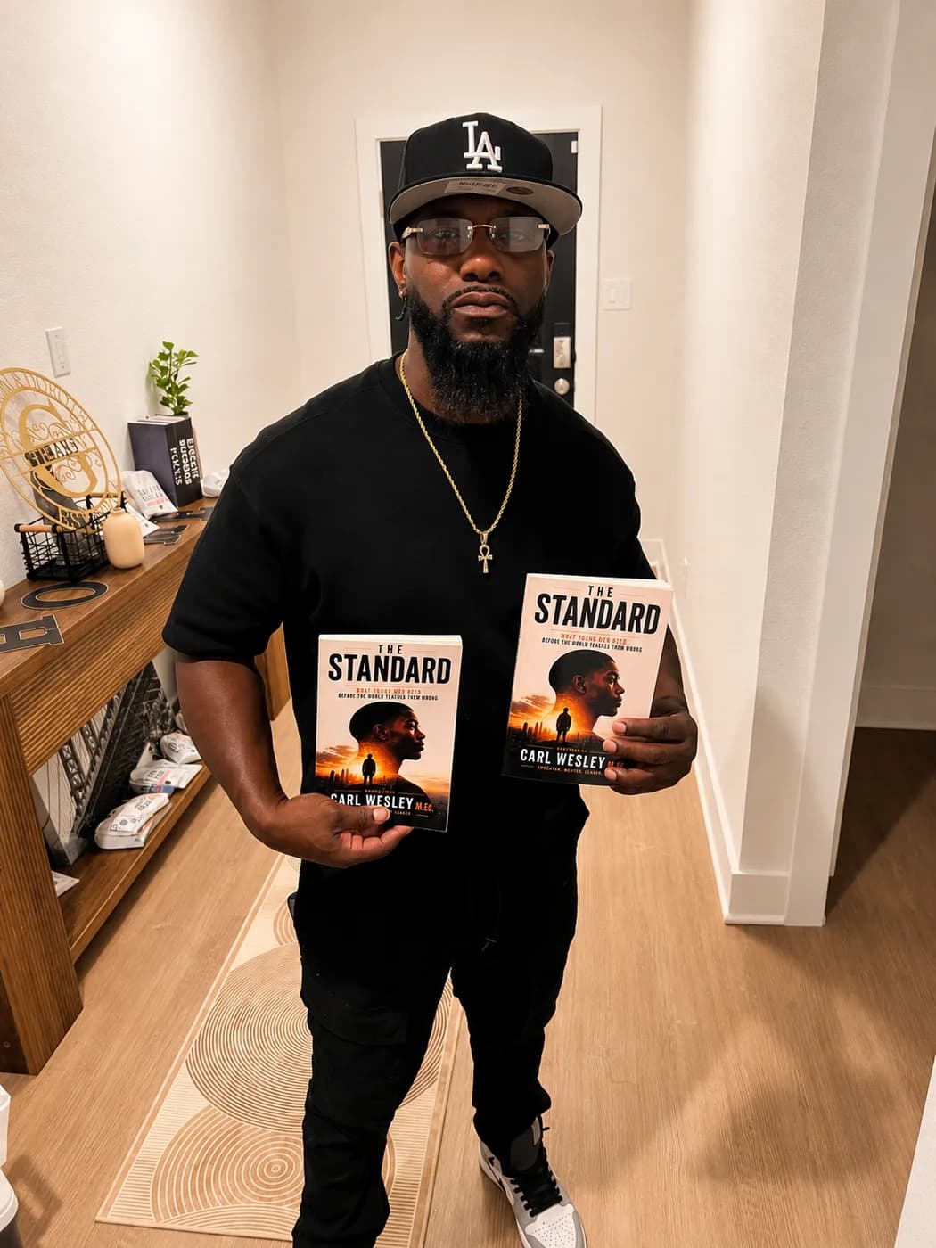 Reader holding The Standard by Carl Wesley